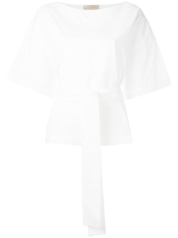 Erika Cavallini Belted T-shirt, Women's, Size: 40, White, Cotton/spandex/elastane