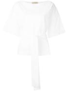 Erika Cavallini Belted T-shirt, Women's, Size: 40, White, Cotton/spandex/elastane