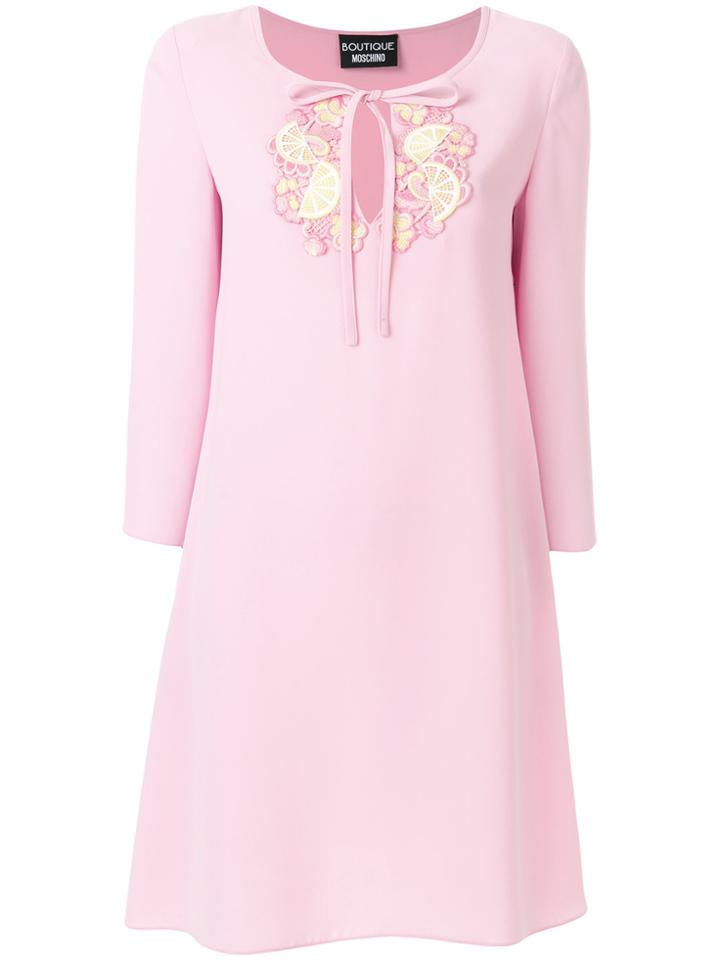 Boutique Moschino Crochet Applique Detail Dress - Pink & Purple