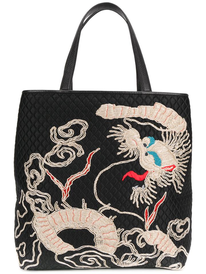 Ermanno Scervino Quilted Tote Bag With Embroidery - Black