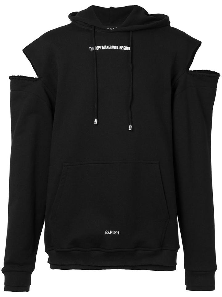 Icosae Cut-out Shoulders Hoody, Men's, Size: Medium, Black, Cotton