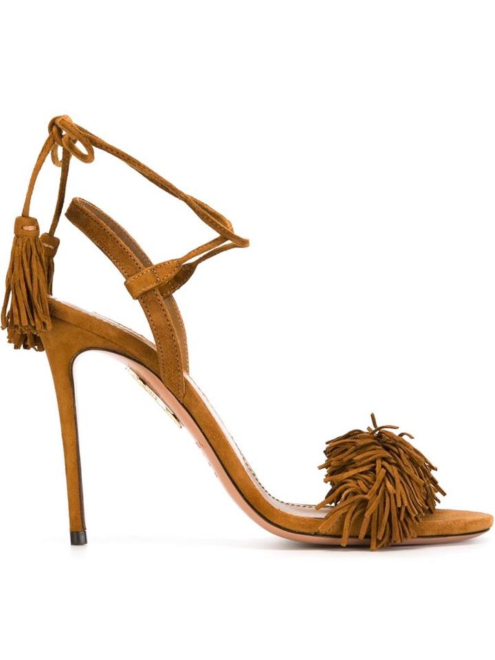 Aquazzura Wild Thing Sandals, Women's, Size: 37, Nude/neutrals, Suede