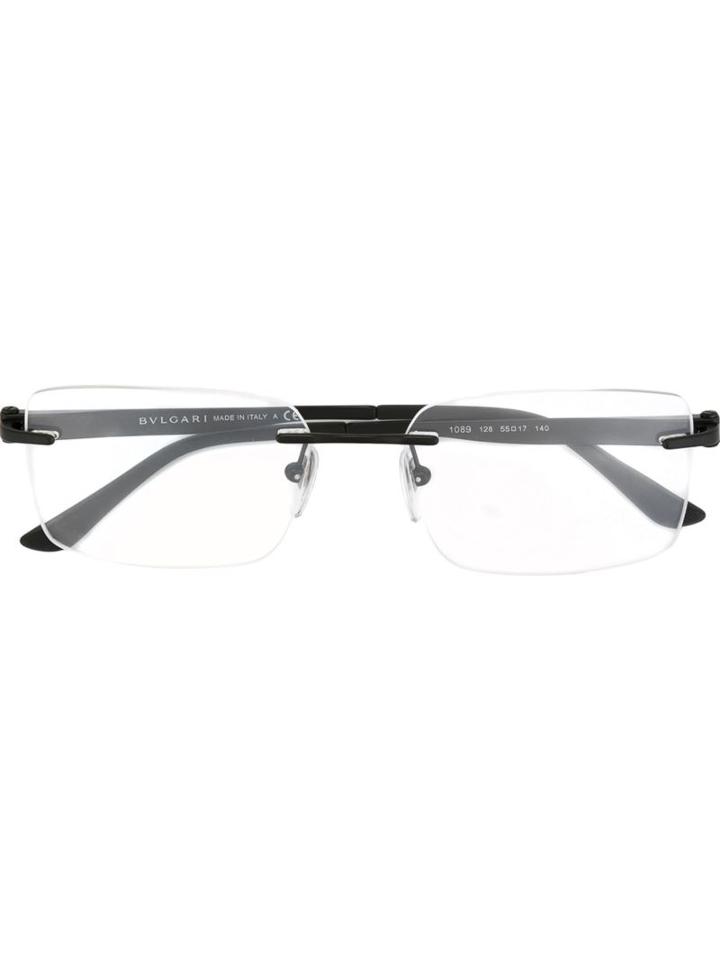 Bulgari Rectangular Frame Glasses, Black, Metal (other)/rubber