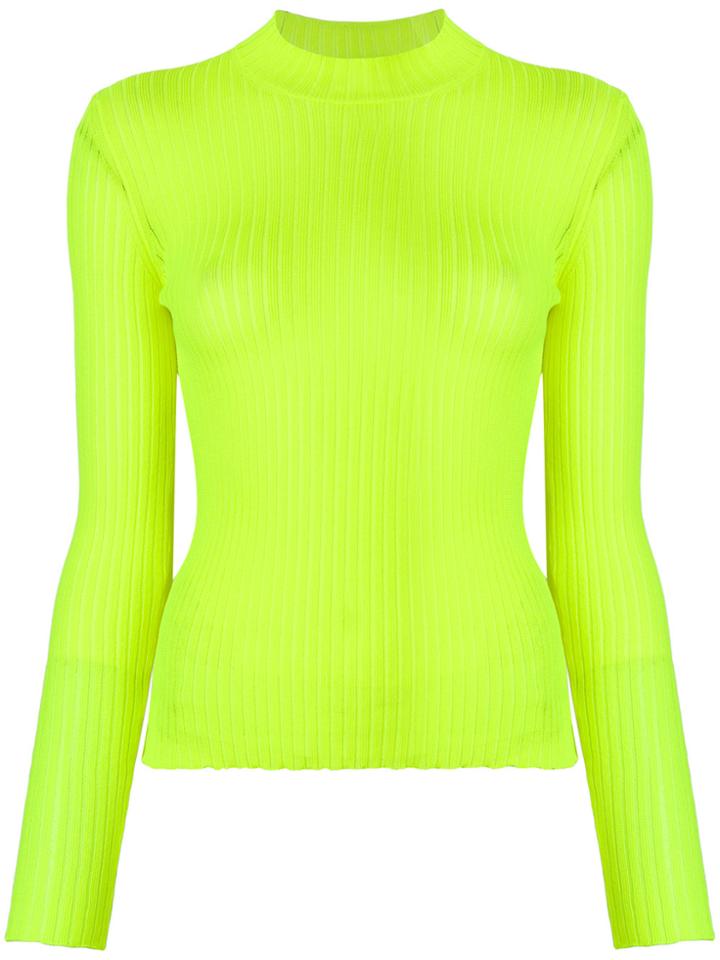 Msgm High-neck Ribbed Top - Yellow & Orange