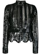 Derek Lam 10 Crosby Sequin Stripe Top - Black
