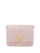 Jw Anderson Natural Raffia Anchor Logo Bag - Pink