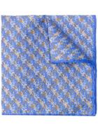 Canali Printed Pocket Square Scarf - Blue