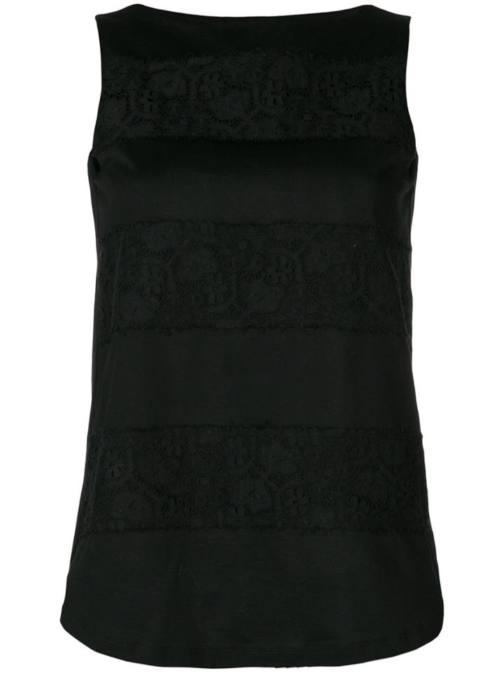 Les Copains Lace Insert Blouse - Black