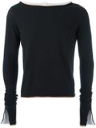 Telfar Raw Edge Layered Sweatshirt, Men's, Size: Small, Black, Cotton