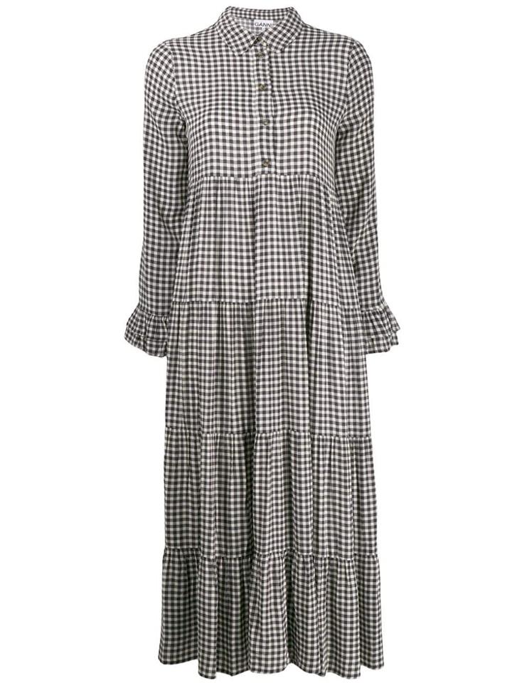 Ganni Checked Shirt Dress - Grey