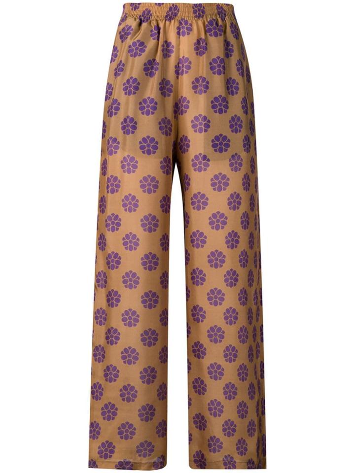Mm6 Maison Margiela Wide Leg Floral Trousers - Neutrals