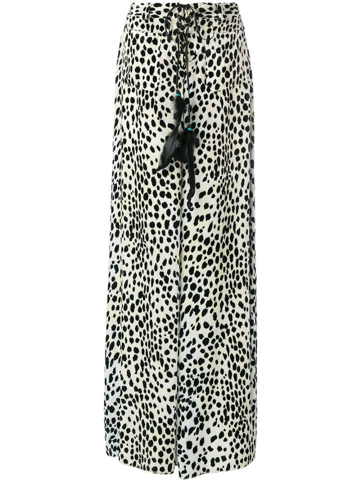 Roberto Cavalli - Leopard Palazzo Pants - Women - Silk/cotton/viscose - 40, Women's, Black, Silk/cotton/viscose