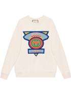 Gucci Oversize Sweatshirt With Gucci '80s Patch - White