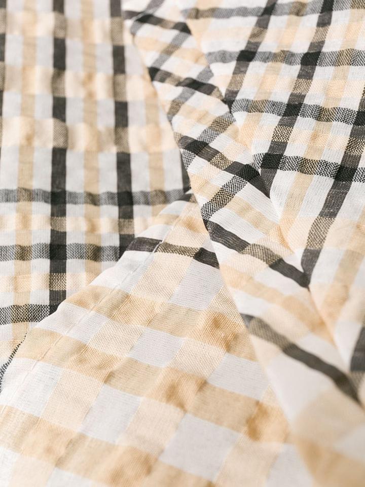 Ganni Plaid Flared Mini Dress - Neutrals