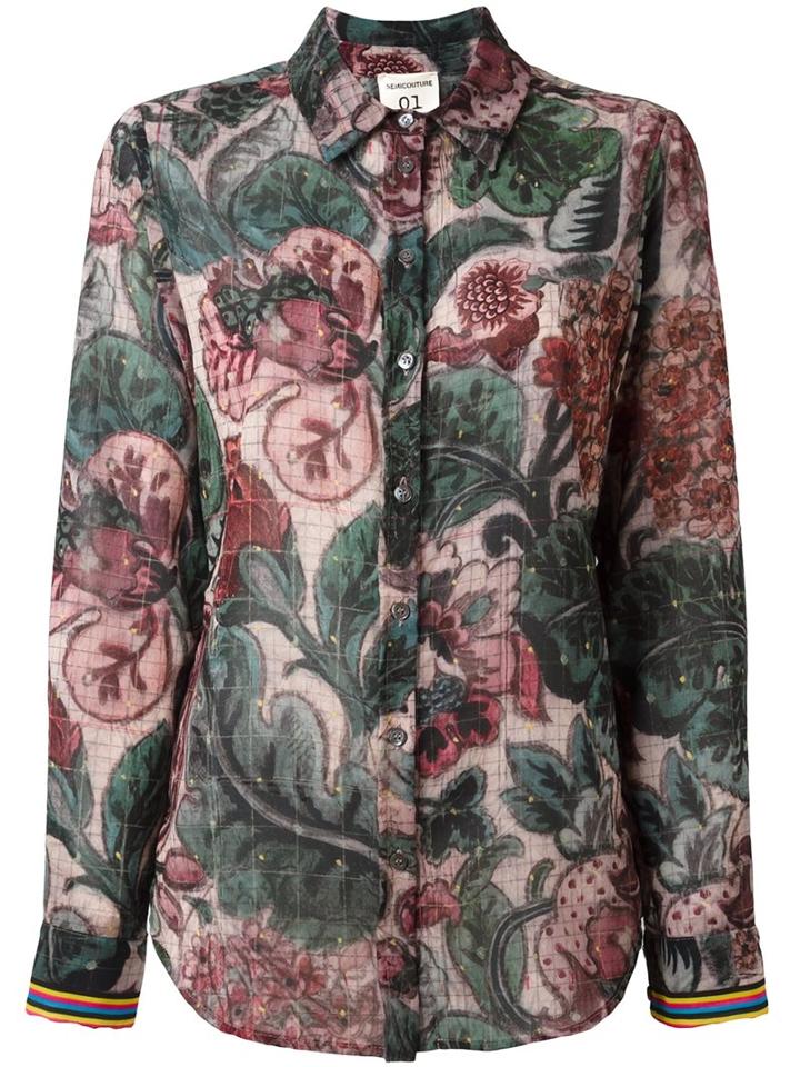 Semicouture Floral Print Shirt, Women's, Size: 44, Polyester