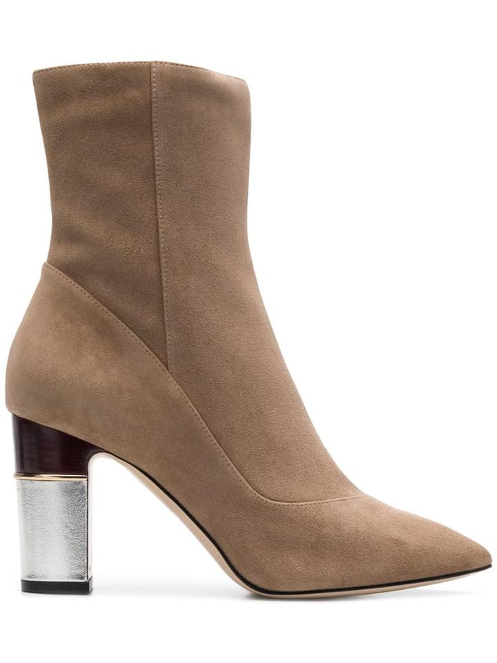 Pollini Metallic Heel Boots - Nude & Neutrals
