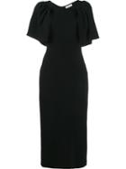 Osman Flutter Sleeve Fitted Dress, Women's, Size: 12, Black, Acetate/viscose