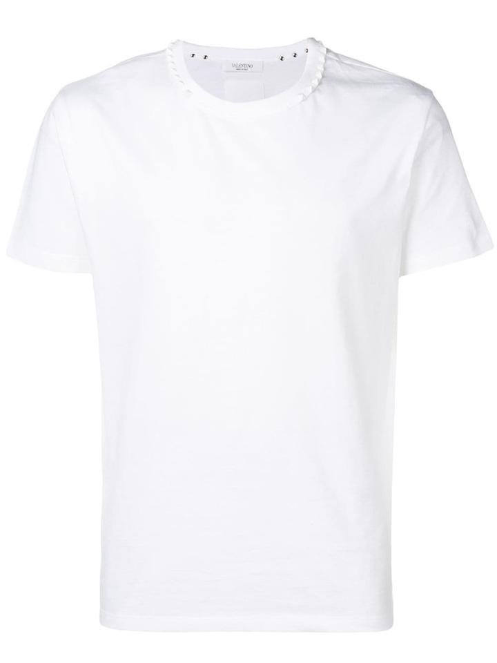Valentino Rockstudded Neck T-shirt - White