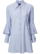 Lamarck Ruffled Detail Shirt Dress, Women's, Size: 1, Grey, Polyester
