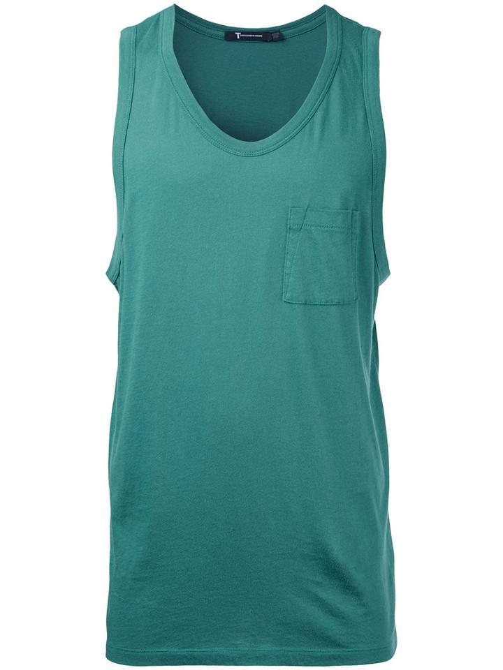 T By Alexander Wang V-neck Tank Top, Men's, Size: Medium, Green, Cotton