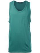 T By Alexander Wang V-neck Tank Top, Men's, Size: Medium, Green, Cotton