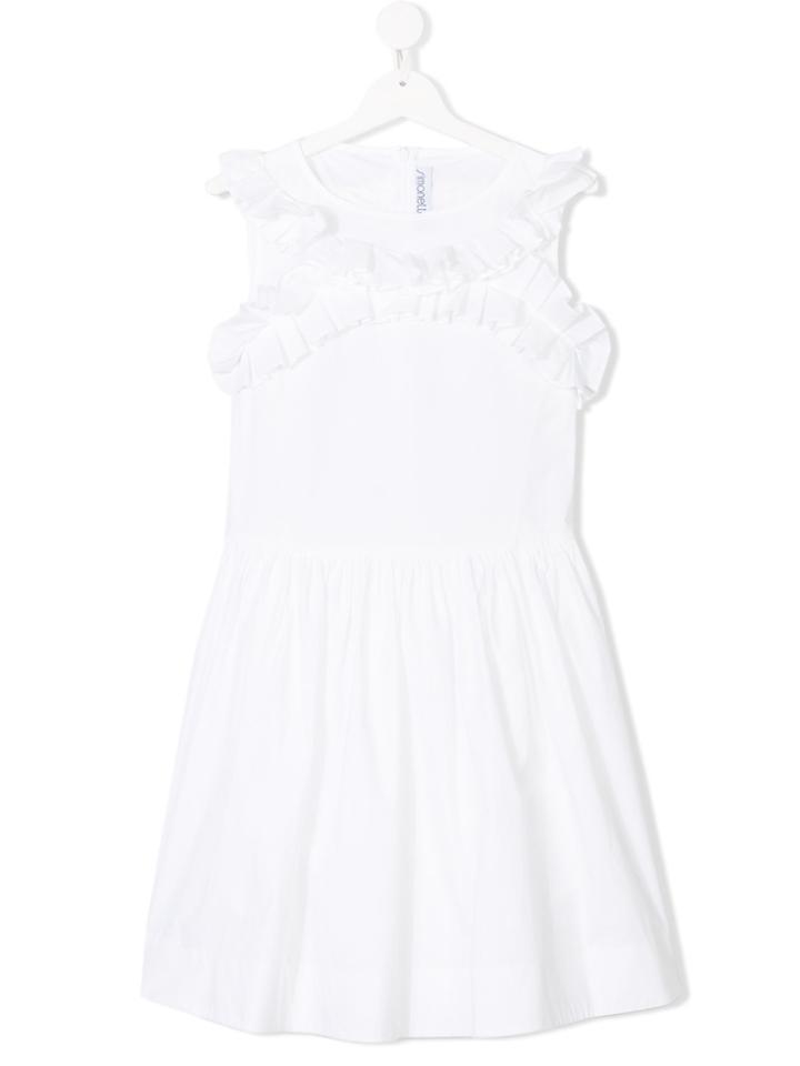Simonetta Ruffled Front Dress - White