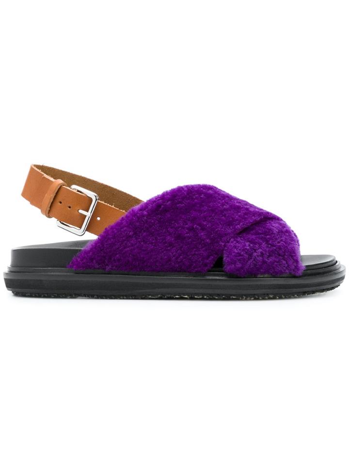 Marni Flat Fastened Sandals - Pink & Purple