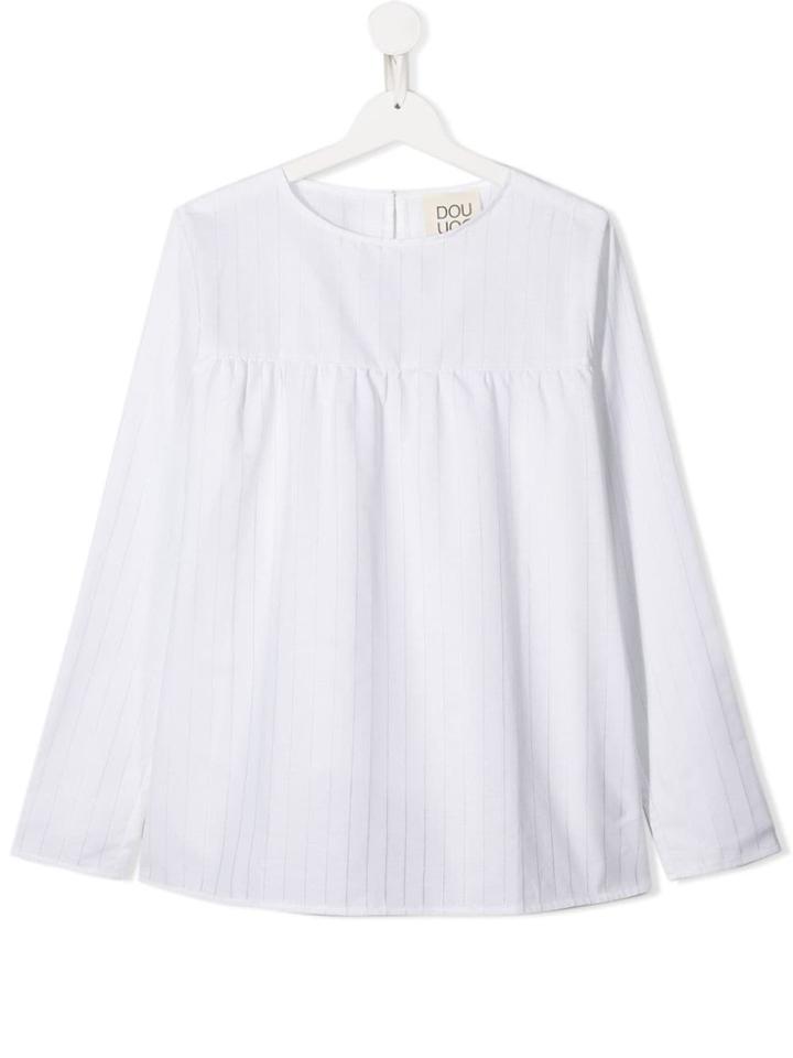 Douuod Kids Teen Striped Tunic Top - White