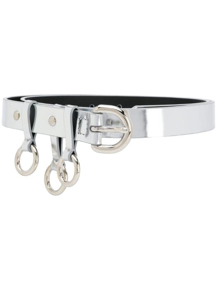 Cédric Charlier Metallic Ring-embellished Belt - Silver