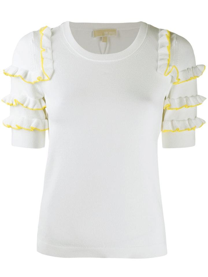 Michael Michael Kors Ruffled Knitted Top - White