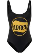 Ganni Charneu Honey Print Swimsuit - Black