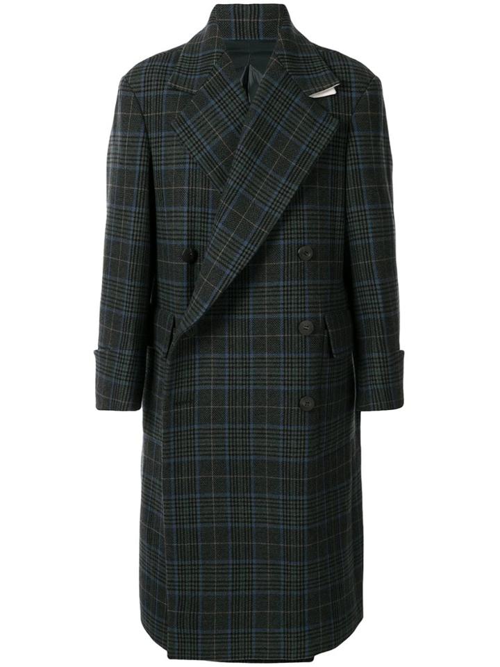 Wooyoungmi Double-breasted Check Coat - Green