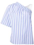 Msgm Asymmetric Striped Blouse, Women's, Size: 38, Blue, Cotton