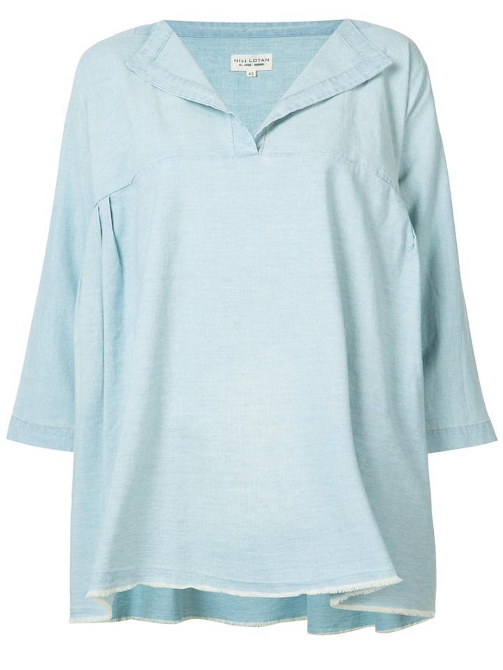 Nili Lotan - Pleated Tunic - Women - Cotton - Xs, Blue, Cotton