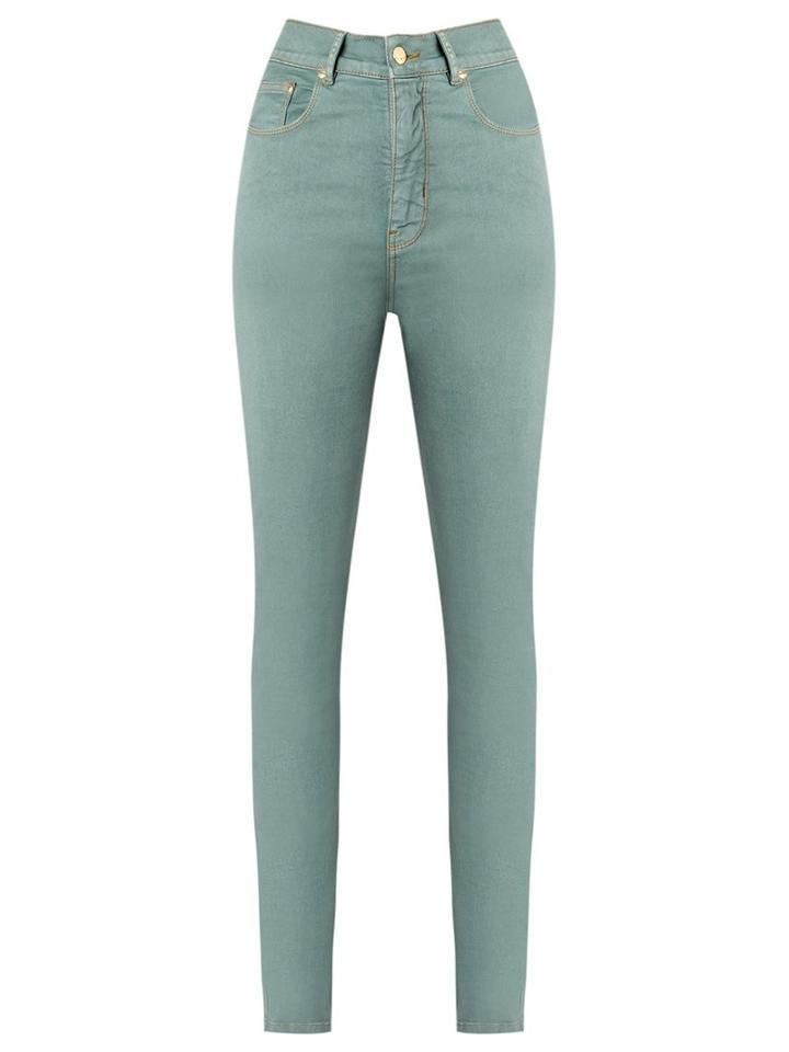 Amapô - High Waist Skinny Jeans - Women - Cotton/elastodiene - 38, Green, Cotton/elastodiene