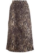 Rochas Leopard Print Midi Skirt - Brown