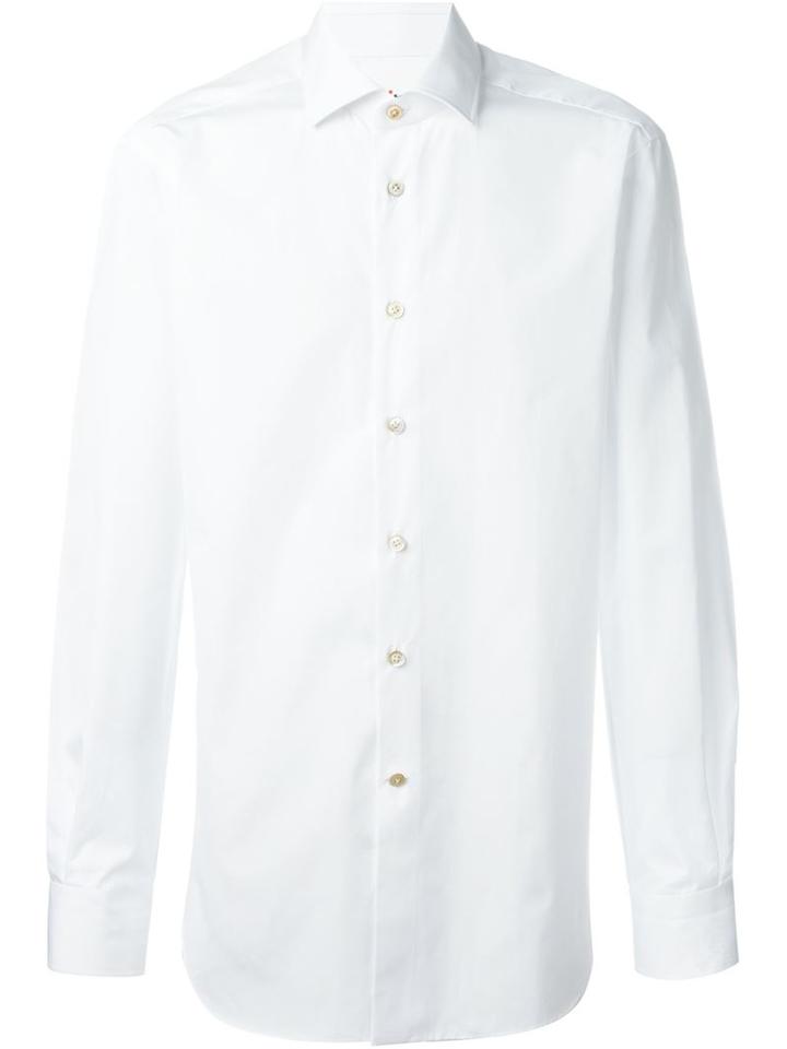 Kiton Plain Shirt, Men's, Size: 38, White, Cotton
