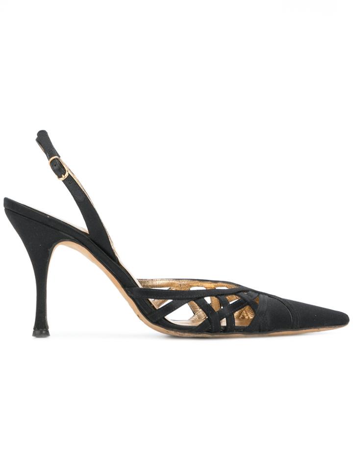 Dolce & Gabbana Vintage Lattice Pointed Toe Pumps - Black