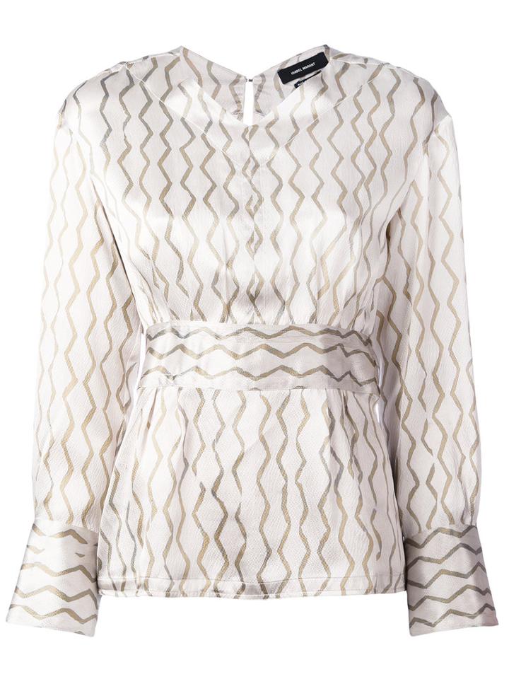 Isabel Marant - Patterned Blouse - Women - Silk - 40, Nude/neutrals, Silk