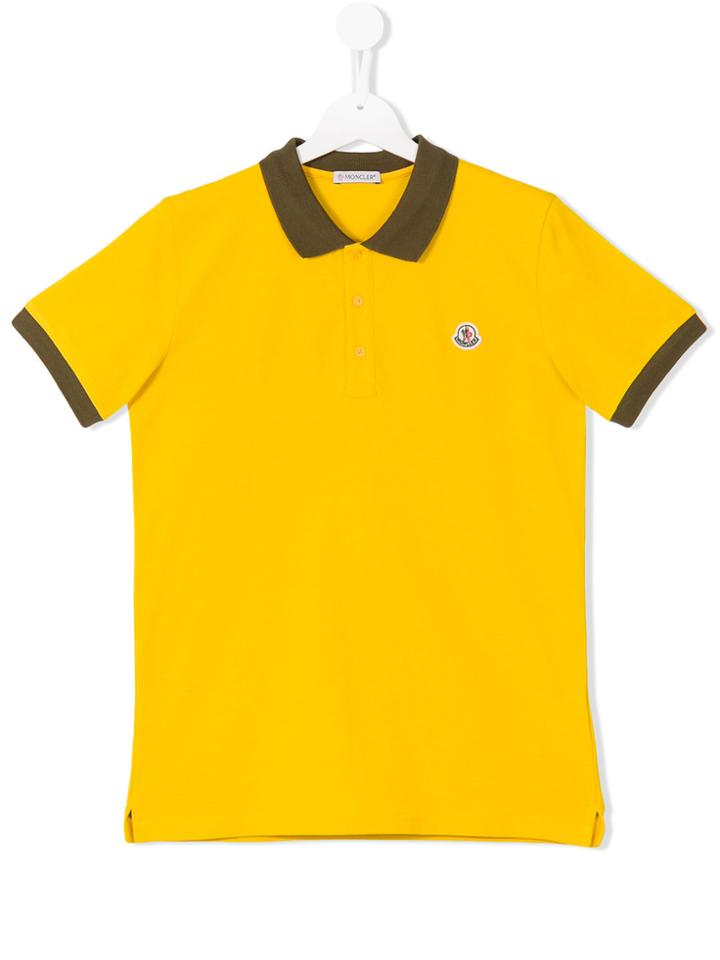 Moncler Kids Colour Block Polo Shirt - Yellow & Orange