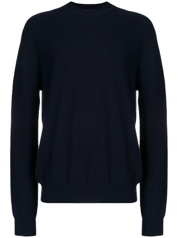 Jil Sander Round Neck Fine Knit Sweater - Blue