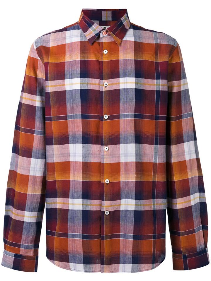 Ps By Paul Smith - Checked Shirt - Men - Cotton/linen/flax - M, Yellow/orange, Cotton/linen/flax