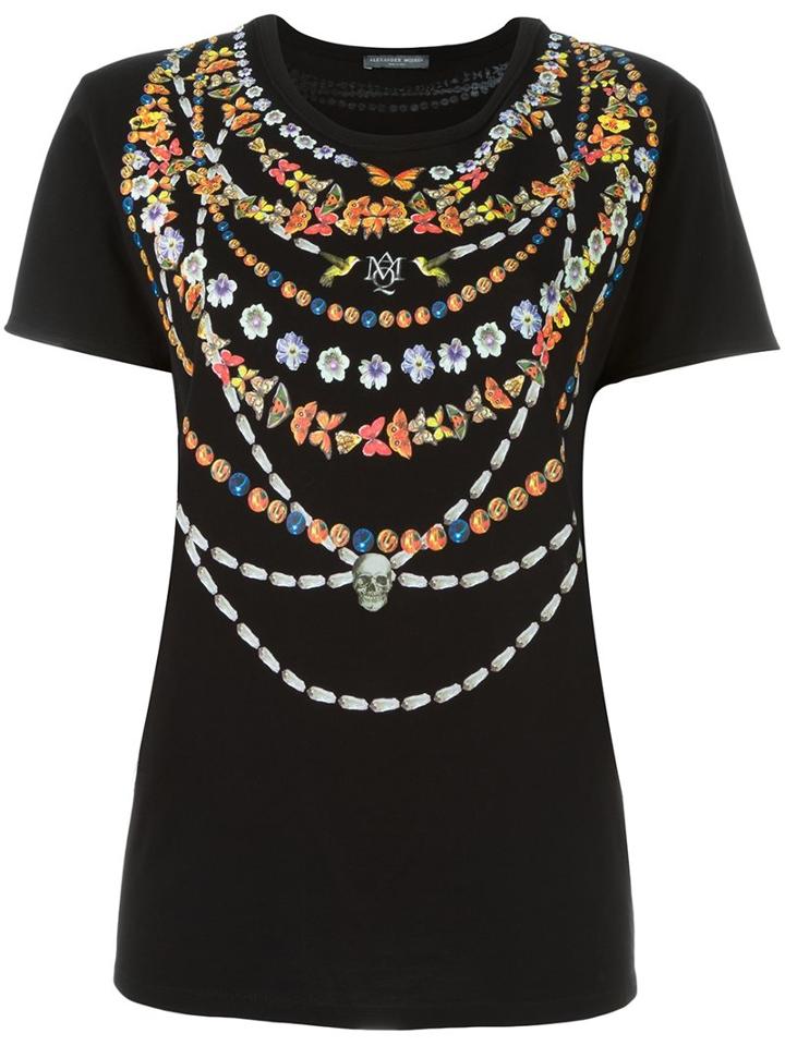 Alexander Mcqueen Strand Print T-shirt, Women's, Size: 40, Black, Cotton