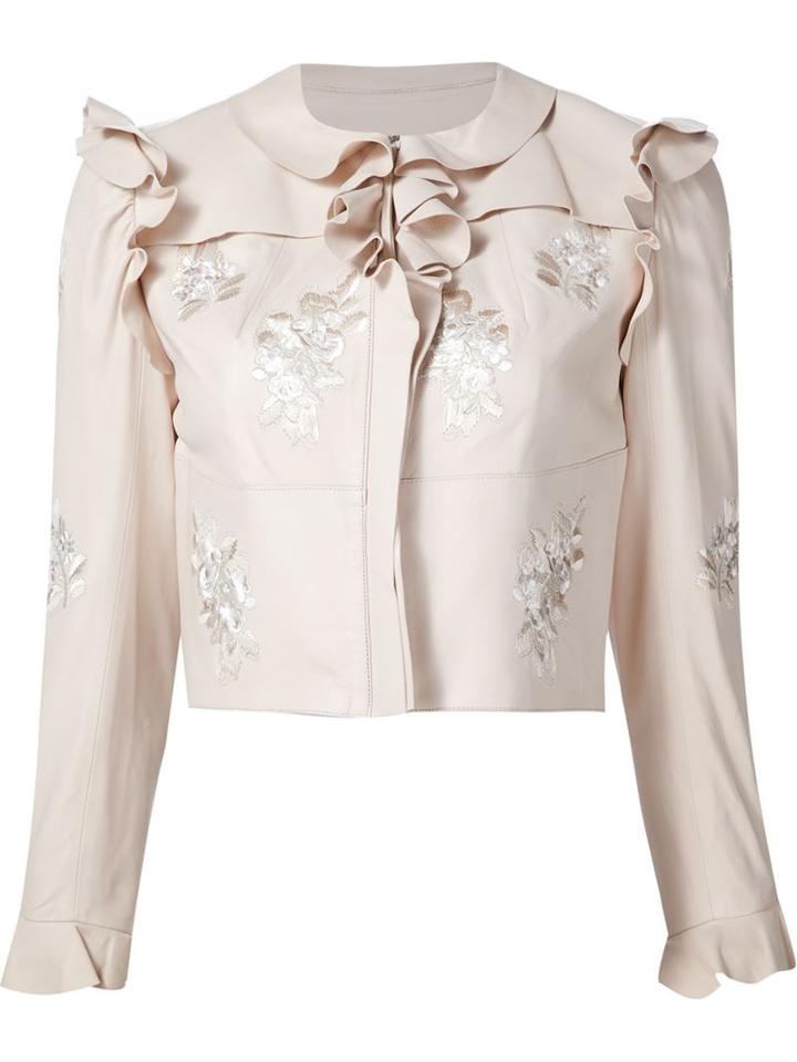 Alexander Mcqueen Embroidered Details Jacket, Women's, Size: 40, White, Leather