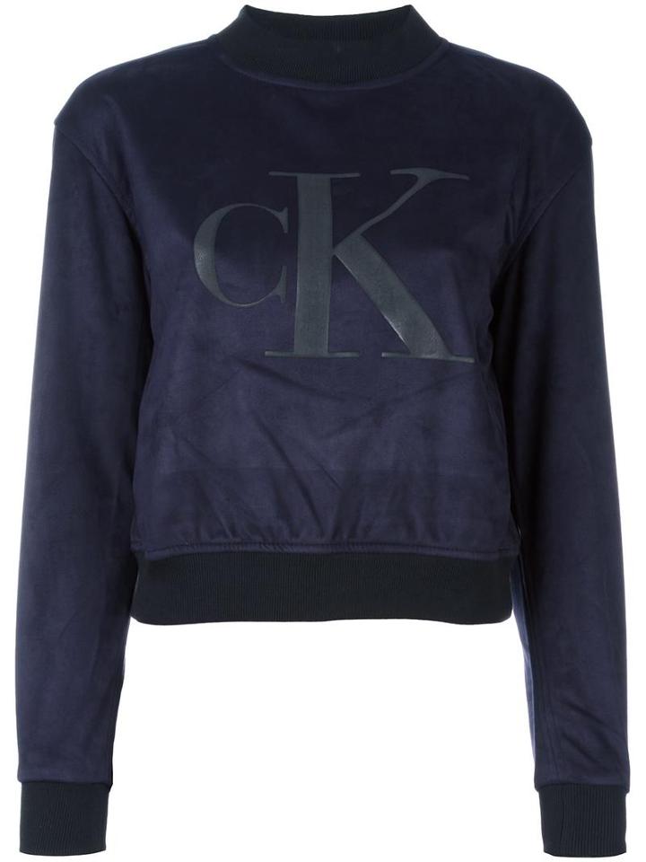 Calvin Klein Jeans Logo Cropped Sweatshirt, Women's, Size: Medium, Black, Cotton/spandex/elastane