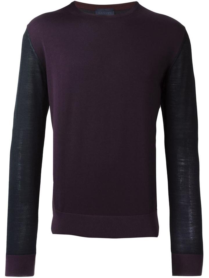 Lanvin Contrasting Sleeve Jumper, Men's, Size: Small, Pink/purple, Silk/cotton/wool