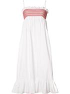 Lisa Marie Fernandez Pleat Trim Flared Dress, Women's, Size: 1, White, Cotton