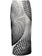 Long Slinky Print Dress - Women - Polyester - 5, White, Polyester, Pleats Please By Issey Miyake