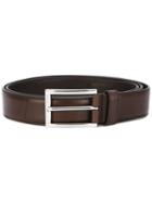 Prada Square Buckle Belt, Men's, Size: 110, Brown, Calf Leather