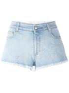 Stella Mccartney - Fringed Star Shorts - Women - Cotton/spandex/elastane - 29, Blue, Cotton/spandex/elastane